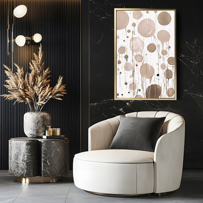 Canvas Wall Art Stretched Over Wooden Frame with Floating Frame and Circles Painting CV4140 - Al Rugaib Furniture