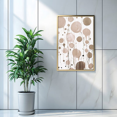 Canvas Wall Art Stretched Over Wooden Frame with Floating Frame and Circles Painting CV4140 - Al Rugaib Furniture