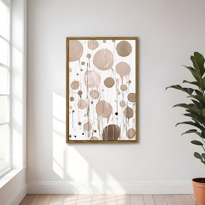 Canvas Wall Art Stretched Over Wooden Frame with Floating Frame and Circles Painting CV4140 - Al Rugaib Furniture