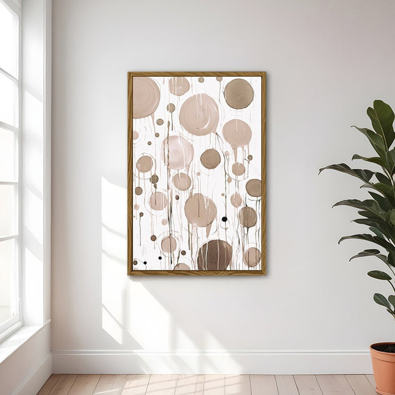 Canvas Wall Art Stretched Over Wooden Frame with Floating Frame and Circles Painting CV4140 - Al Rugaib Furniture
