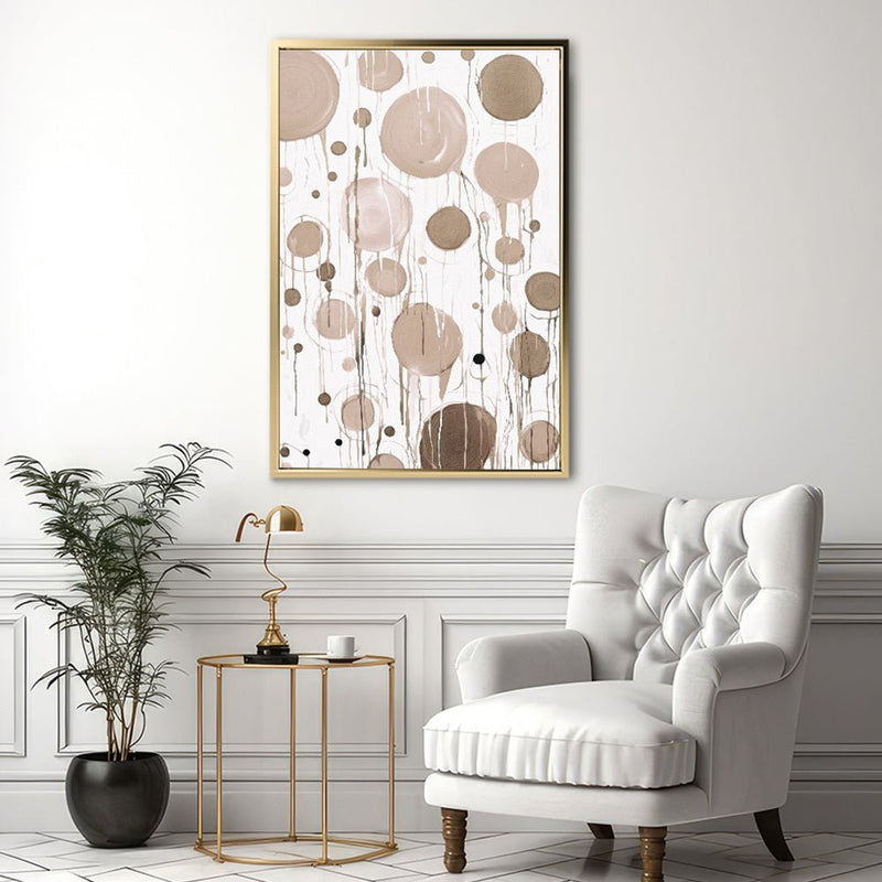 Canvas Wall Art Stretched Over Wooden Frame with Floating Frame and Circles Painting CV4140 - Al Rugaib Furniture