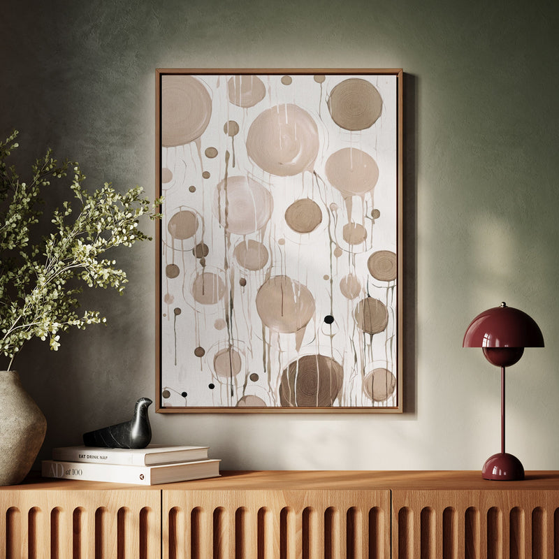 Canvas Wall Art Stretched Over Wooden Frame with Floating Frame and Circles Painting CV4140 - Al Rugaib Furniture