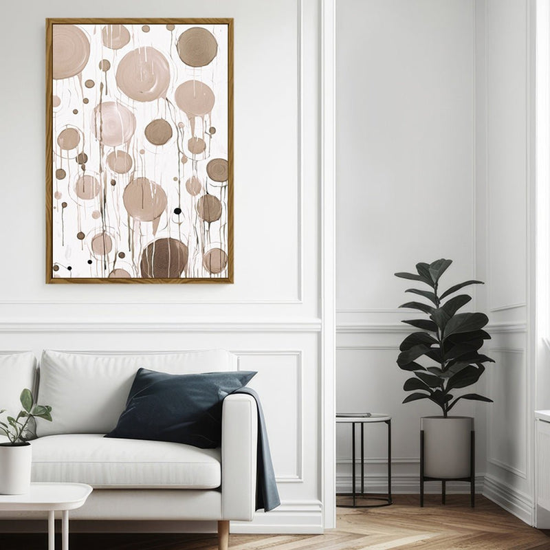Canvas Wall Art Stretched Over Wooden Frame with Floating Frame and Circles Painting CV4140 - Al Rugaib Furniture
