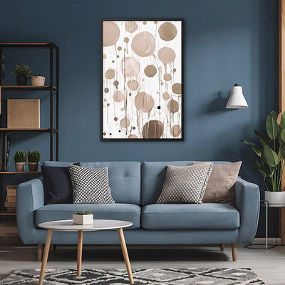 Canvas Wall Art Stretched Over Wooden Frame with Floating Frame and Circles Painting CV4140 - Al Rugaib Furniture