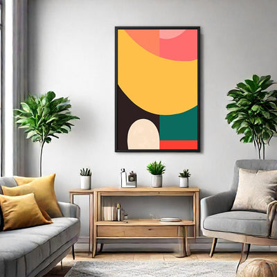 Canvas Wall Art Stretched Over Wooden Frame with Floating Frame and Colourful Abstract Painting CV4141 - Al Rugaib Furniture