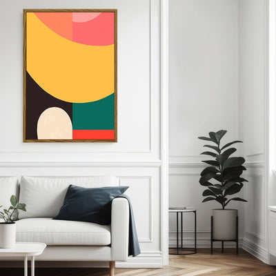 Canvas Wall Art Stretched Over Wooden Frame with Floating Frame and Colourful Abstract Painting CV4141 - Al Rugaib Furniture