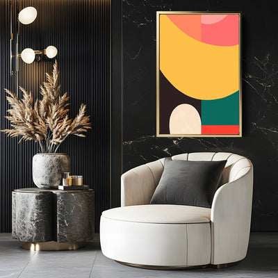 Canvas Wall Art Stretched Over Wooden Frame with Floating Frame and Colourful Abstract Painting CV4141 - Al Rugaib Furniture