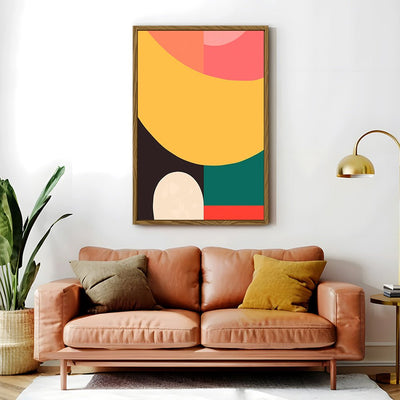 Canvas Wall Art Stretched Over Wooden Frame with Floating Frame and Colourful Abstract Painting CV4141 - Al Rugaib Furniture