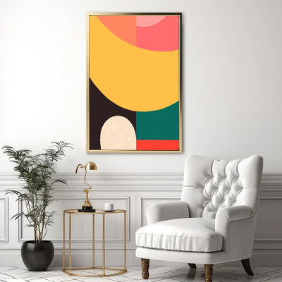 Canvas Wall Art Stretched Over Wooden Frame with Floating Frame and Colourful Abstract Painting CV4141 - Al Rugaib Furniture