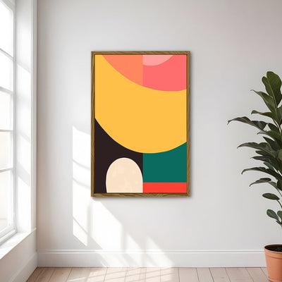 Canvas Wall Art Stretched Over Wooden Frame with Floating Frame and Colourful Abstract Painting CV4141 - Al Rugaib Furniture