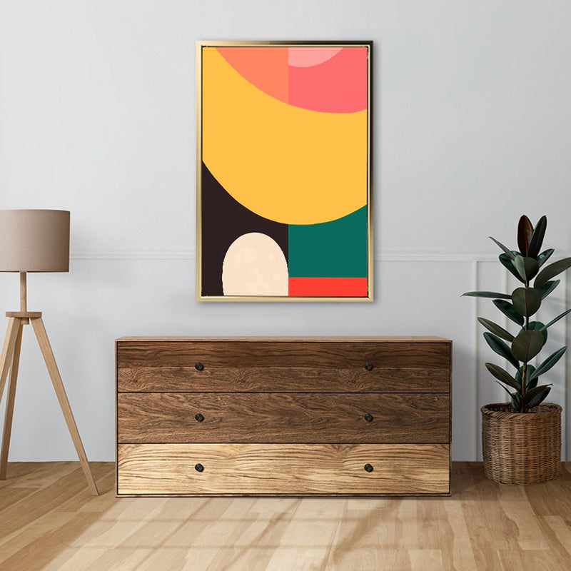 Canvas Wall Art Stretched Over Wooden Frame with Floating Frame and Colourful Abstract Painting CV4141 - Al Rugaib Furniture