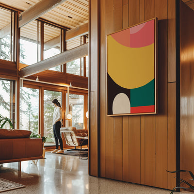 Canvas Wall Art Stretched Over Wooden Frame with Floating Frame and Colourful Abstract Painting CV4141 - Al Rugaib Furniture