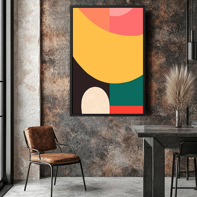 Canvas Wall Art Stretched Over Wooden Frame with Floating Frame and Colourful Abstract Painting CV4141 - Al Rugaib Furniture