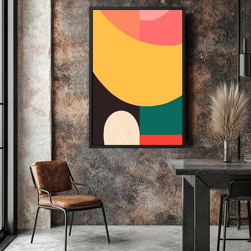 Canvas Wall Art Stretched Over Wooden Frame with Floating Frame and Colourful Abstract Painting CV4141 - Al Rugaib Furniture