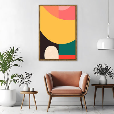 Canvas Wall Art Stretched Over Wooden Frame with Floating Frame and Colourful Abstract Painting CV4141 - Al Rugaib Furniture