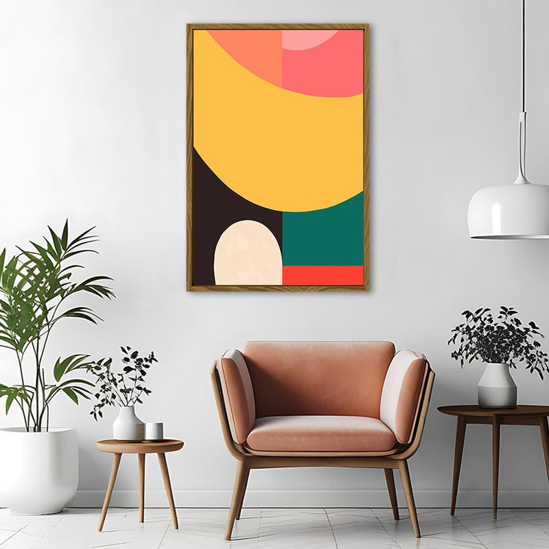 Canvas Wall Art Stretched Over Wooden Frame with Floating Frame and Colourful Abstract Painting CV4141 - Al Rugaib Furniture