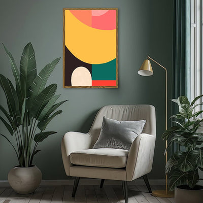 Canvas Wall Art Stretched Over Wooden Frame with Floating Frame and Colourful Abstract Painting CV4141 - Al Rugaib Furniture