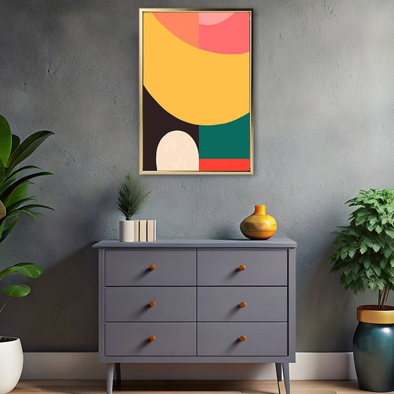 Canvas Wall Art Stretched Over Wooden Frame with Floating Frame and Colourful Abstract Painting CV4141 - Al Rugaib Furniture