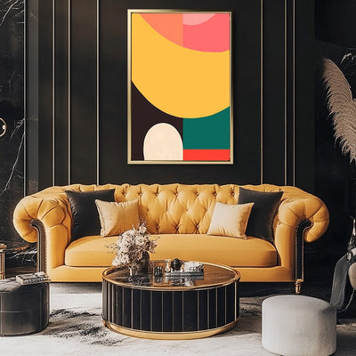 Canvas Wall Art Stretched Over Wooden Frame with Floating Frame and Colourful Abstract Painting CV4141 - Al Rugaib Furniture
