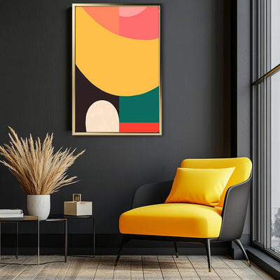 Canvas Wall Art Stretched Over Wooden Frame with Floating Frame and Colourful Abstract Painting CV4141 - Al Rugaib Furniture