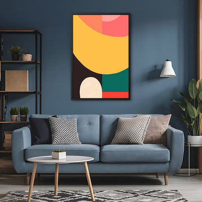 Canvas Wall Art Stretched Over Wooden Frame with Floating Frame and Colourful Abstract Painting CV4141 - Al Rugaib Furniture