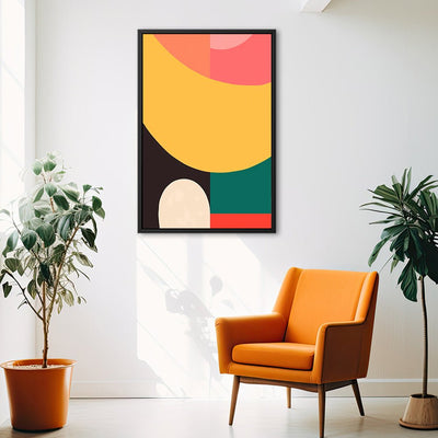 Canvas Wall Art Stretched Over Wooden Frame with Floating Frame and Colourful Abstract Painting CV4141 - Al Rugaib Furniture