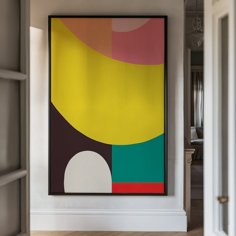 Canvas Wall Art Stretched Over Wooden Frame with Floating Frame and Colourful Abstract Painting CV4141 - Al Rugaib Furniture