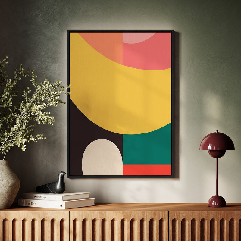 Canvas Wall Art Stretched Over Wooden Frame with Floating Frame and Colourful Abstract Painting CV4141 - Al Rugaib Furniture