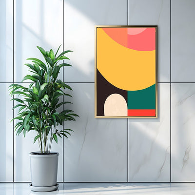 Canvas Wall Art Stretched Over Wooden Frame with Floating Frame and Colourful Abstract Painting CV4141 - Al Rugaib Furniture