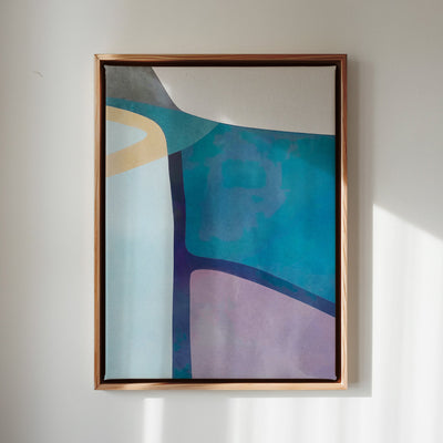 Canvas Wall Art Stretched Over Wooden Frame with Floating Frame and Cool Tones Abstract Painting CV4143 - Al Rugaib Furniture