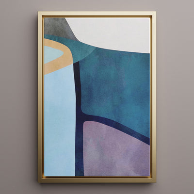 Canvas Wall Art Stretched Over Wooden Frame with Floating Frame and Cool Tones Abstract Painting CV4143 - Al Rugaib Furniture
