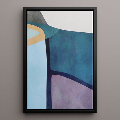 Canvas Wall Art Stretched Over Wooden Frame with Floating Frame and Cool Tones Abstract Painting CV4143 - Al Rugaib Furniture