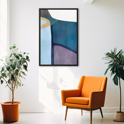 Canvas Wall Art Stretched Over Wooden Frame with Floating Frame and Cool Tones Abstract Painting CV4143 - Al Rugaib Furniture