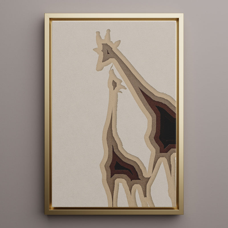 Canvas Wall Art Stretched Over Wooden Frame with Floating Frame and Couple OF Giraffes Painting CV4144 - Al Rugaib Furniture