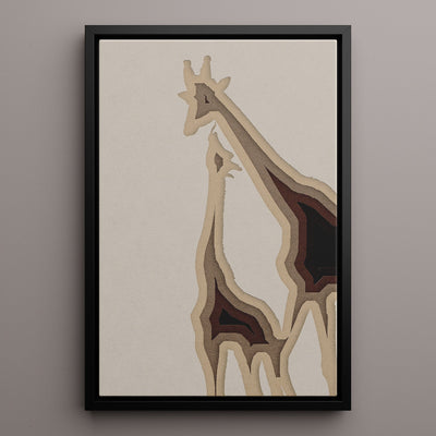 Canvas Wall Art Stretched Over Wooden Frame with Floating Frame and Couple OF Giraffes Painting CV4144 - Al Rugaib Furniture