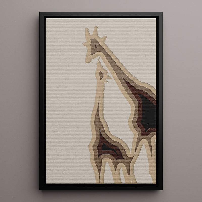 Canvas Wall Art Stretched Over Wooden Frame with Floating Frame and Couple OF Giraffes Painting CV4144 - Al Rugaib Furniture