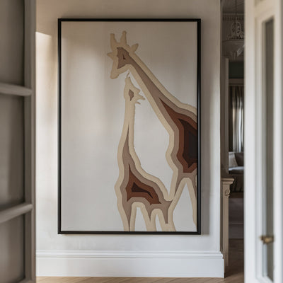 Canvas Wall Art Stretched Over Wooden Frame with Floating Frame and Couple OF Giraffes Painting CV4144 - Al Rugaib Furniture