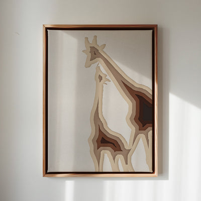 Canvas Wall Art Stretched Over Wooden Frame with Floating Frame and Couple OF Giraffes Painting CV4144 - Al Rugaib Furniture