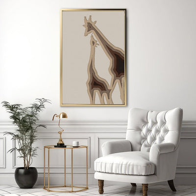 Canvas Wall Art Stretched Over Wooden Frame with Floating Frame and Couple OF Giraffes Painting CV4144 - Al Rugaib Furniture