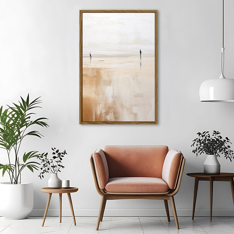 Canvas Wall Art Stretched Over Wooden Frame with Floating Frame and Couple On Lake Painting CV4145 - Al Rugaib Furniture