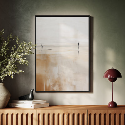 Canvas Wall Art Stretched Over Wooden Frame with Floating Frame and Couple On Lake Painting CV4145 - Al Rugaib Furniture