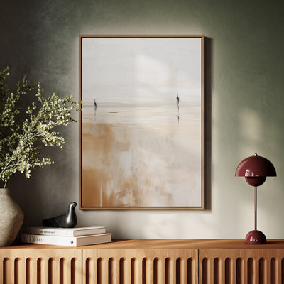 Canvas Wall Art Stretched Over Wooden Frame with Floating Frame and Couple On Lake Painting CV4145 - Al Rugaib Furniture