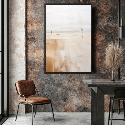 Canvas Wall Art Stretched Over Wooden Frame with Floating Frame and Couple On Lake Painting CV4145 - Al Rugaib Furniture