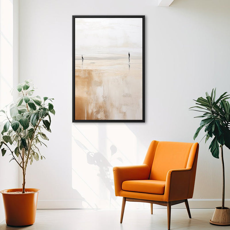 Canvas Wall Art Stretched Over Wooden Frame with Floating Frame and Couple On Lake Painting CV4145 - Al Rugaib Furniture