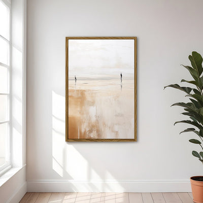Canvas Wall Art Stretched Over Wooden Frame with Floating Frame and Couple On Lake Painting CV4145 - Al Rugaib Furniture