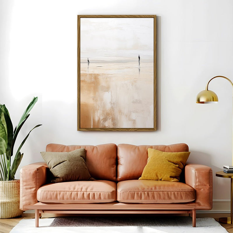 Canvas Wall Art Stretched Over Wooden Frame with Floating Frame and Couple On Lake Painting CV4145 - Al Rugaib Furniture