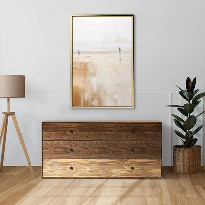 Canvas Wall Art Stretched Over Wooden Frame with Floating Frame and Couple On Lake Painting CV4145 - Al Rugaib Furniture