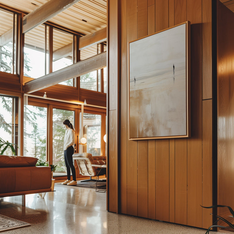 Canvas Wall Art Stretched Over Wooden Frame with Floating Frame and Couple On Lake Painting CV4145 - Al Rugaib Furniture