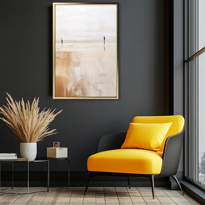 Canvas Wall Art Stretched Over Wooden Frame with Floating Frame and Couple On Lake Painting CV4145 - Al Rugaib Furniture