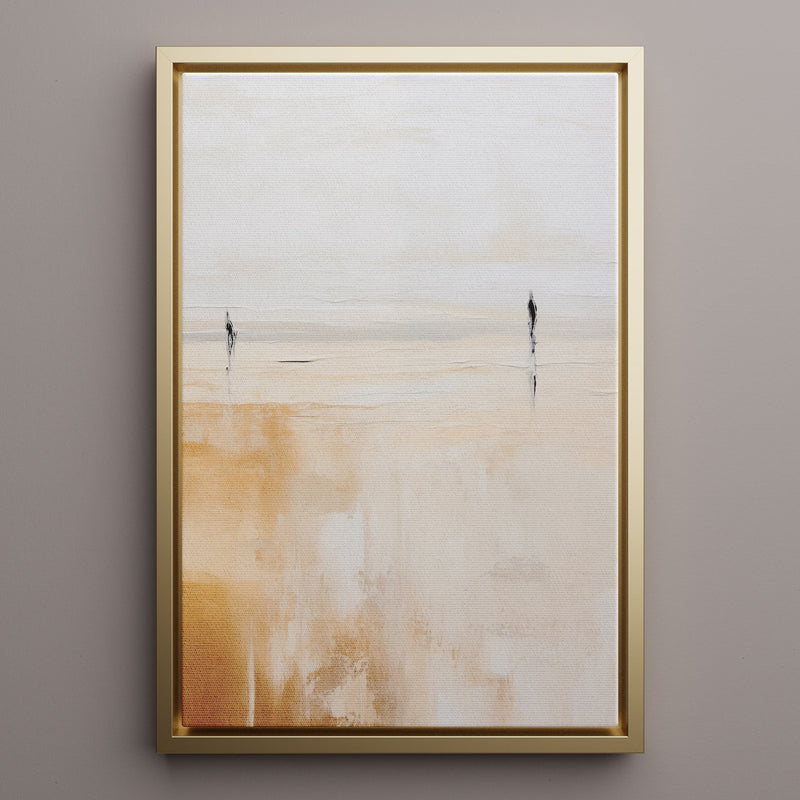 Canvas Wall Art Stretched Over Wooden Frame with Floating Frame and Couple On Lake Painting CV4145 - Al Rugaib Furniture